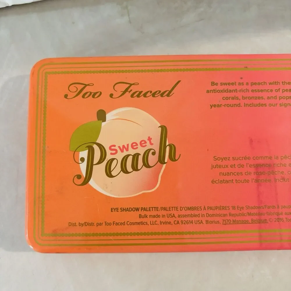 Too Faced Sweet Peach Eyeshadow Palette Pressed Powder Matte/Shimmer Peach Scent